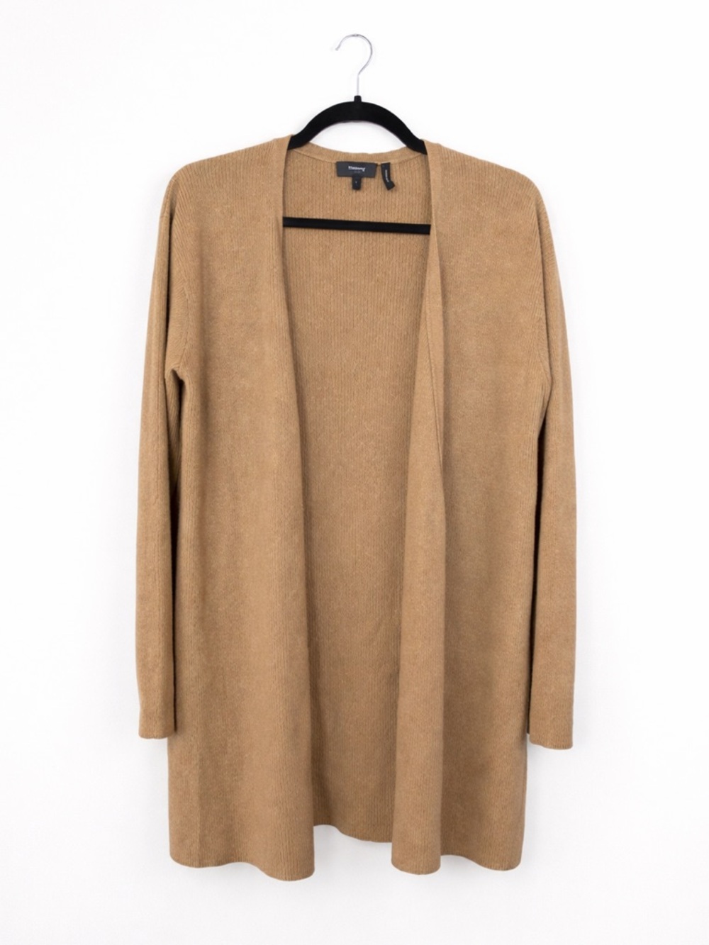 Theory 100% Cashmere Open Cardigan Long Neutral Beige Sweater